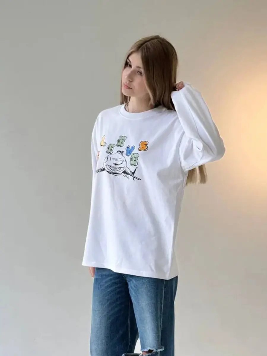 Koszulki z długim rękawem, cienkie bluzy, jesienne retro topy, temperamentne damskie koszulki z nadrukiem uroczego kreskówkowego hip-hopu, 100% bawełna, dla kobiet i dziewcząt.