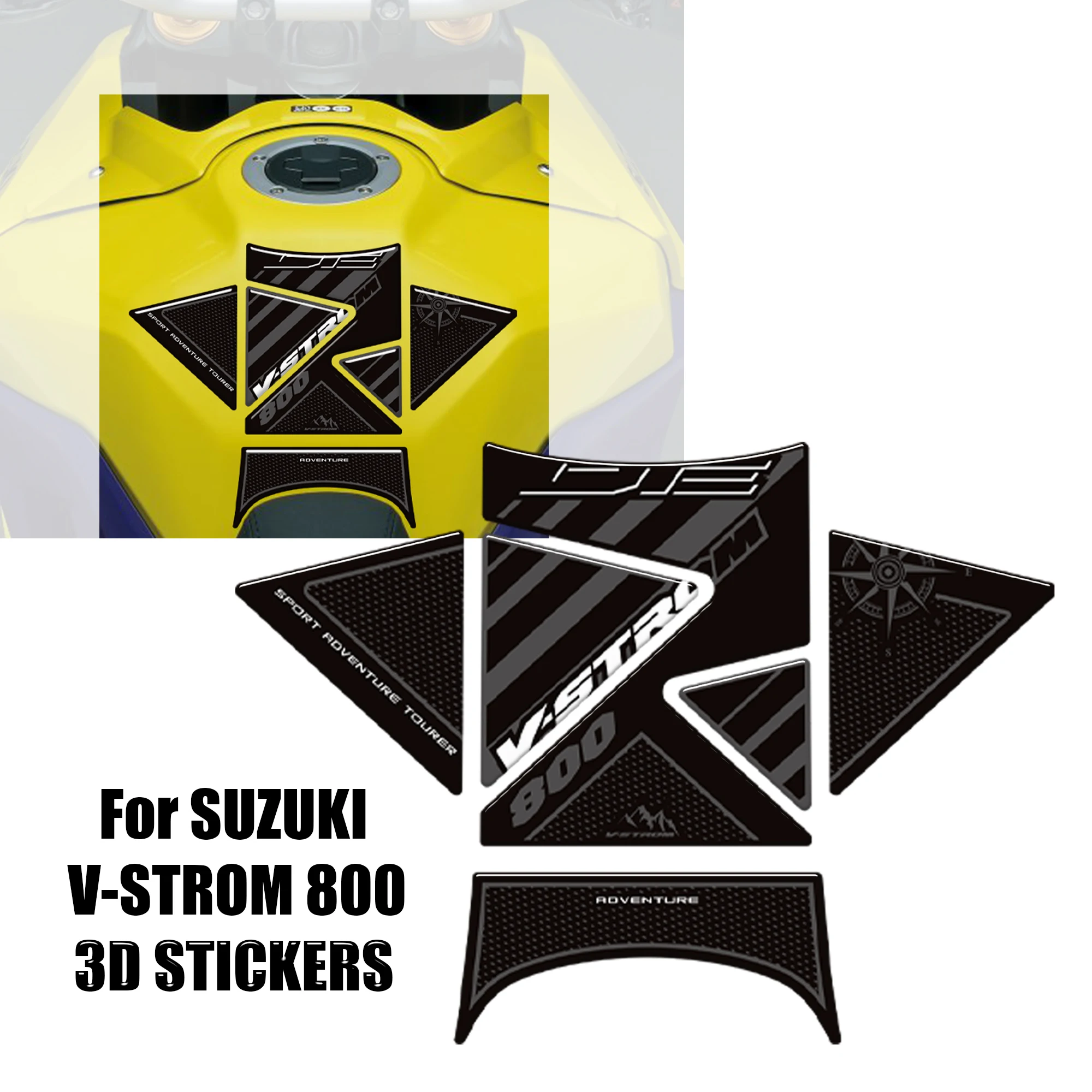 Fit Suzuki V-STROM 800DE VSTROM 800 DE Tank Pad Gas Fuel Oil Knee 3D Stickers Decals Adhesive Adventure Protector 2023-2025