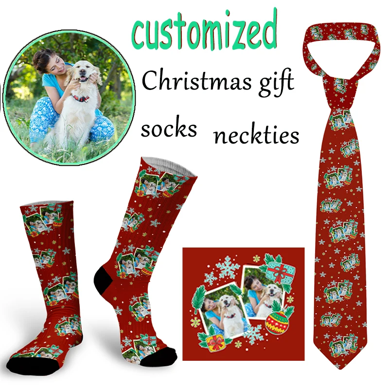 

Personal Customized Christmas Gifts For Men and Women Fashion And Interesting DIY Design Stockings Ties Cotton Socks Multi-style