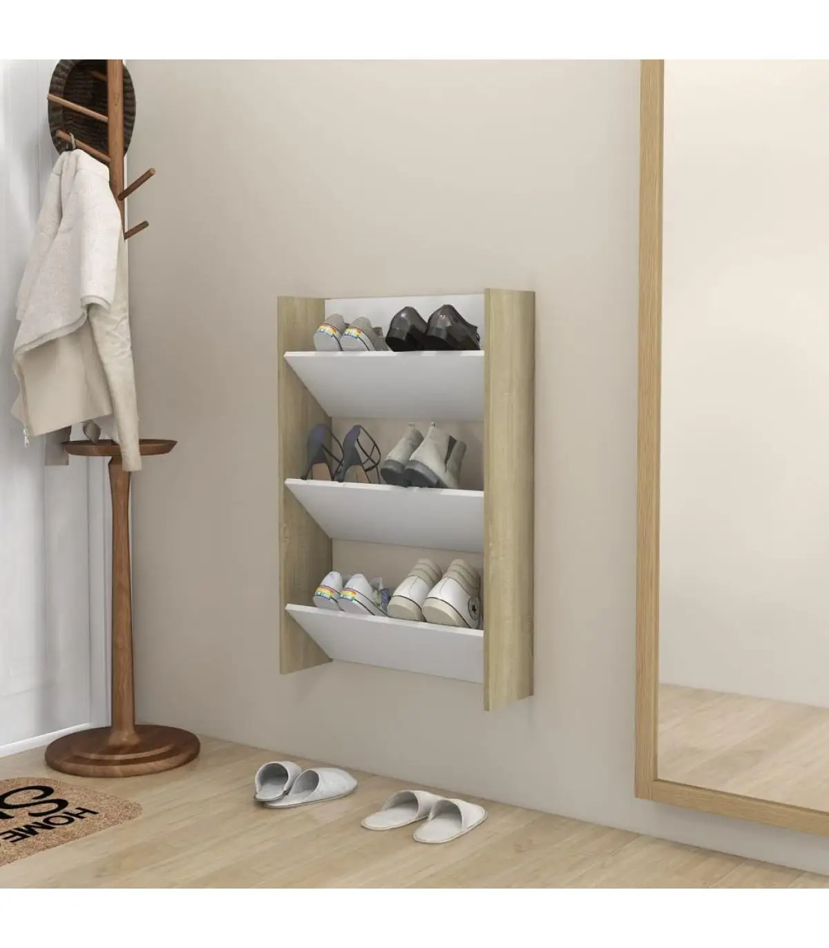 Sonoma 60x18x90 cm white chipboard wall shoemakers and shoe organizers