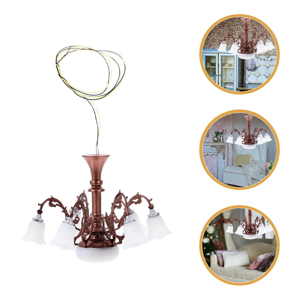 

Model Chandelier Micro Landscape Lamp Microscopic Light Dollhouse Lighting Mini Pendant Ceiling Furniture Craft Accessory Small