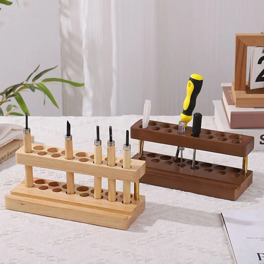 

9/15 Slots Walnut Pens Holder Multifunction Creative Toothbrush Holder Pen Tray Saving Space Makeup Brush Holder