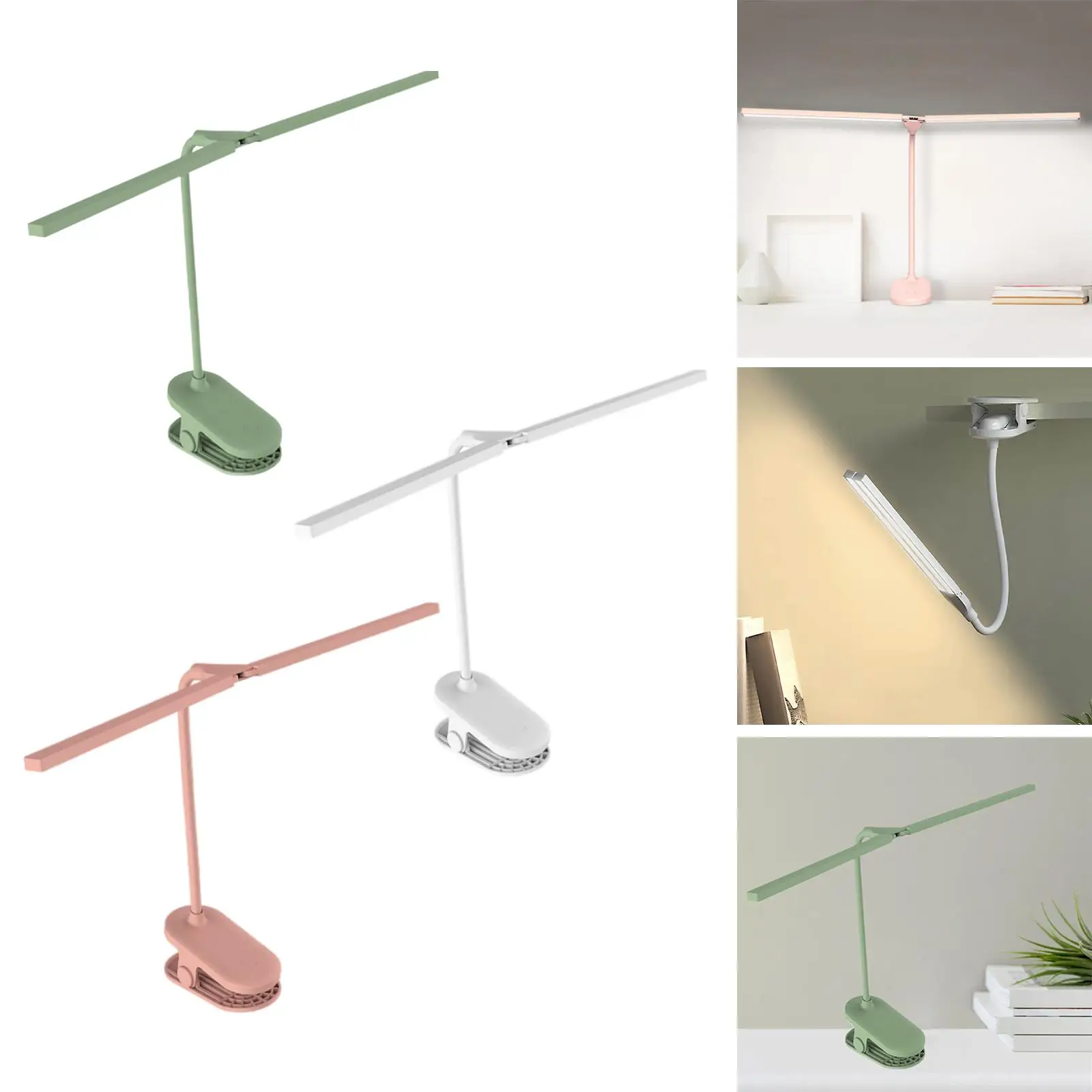 Clip on Reading Light, LED USB Desk Lamp with 3 Color Modes, Eye Protection