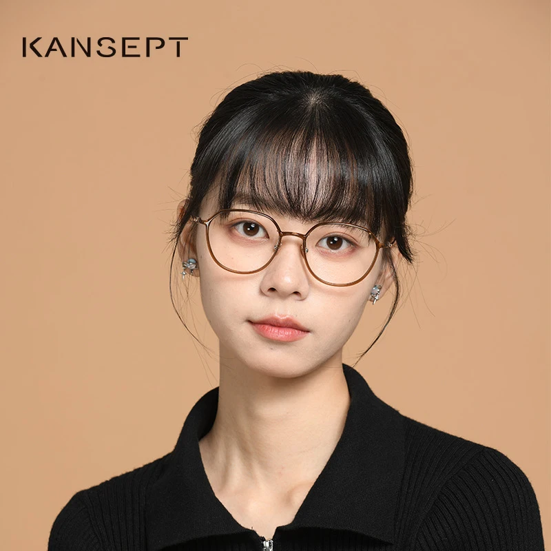 KANSEPT 여성용 초경량 컴포트 타원형 소형 프레임, 블루 라이트 차단, 맞춤형 처방 독서 유리, L9116, 7.1g