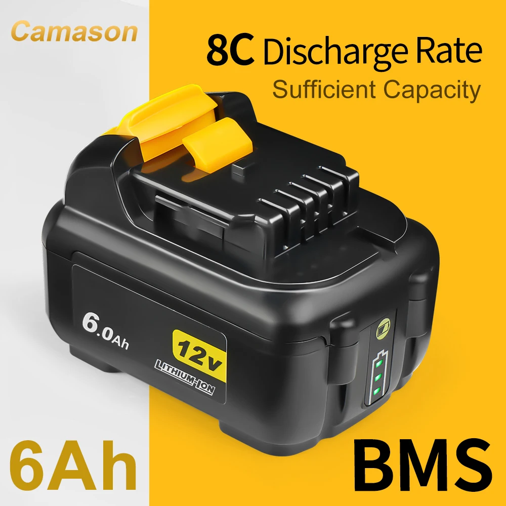 Camason DCB120 Battery for Dewalt 10.8V 12V power Tools rechargeable electric tool Accessories Lithium batteries Replace DCB124