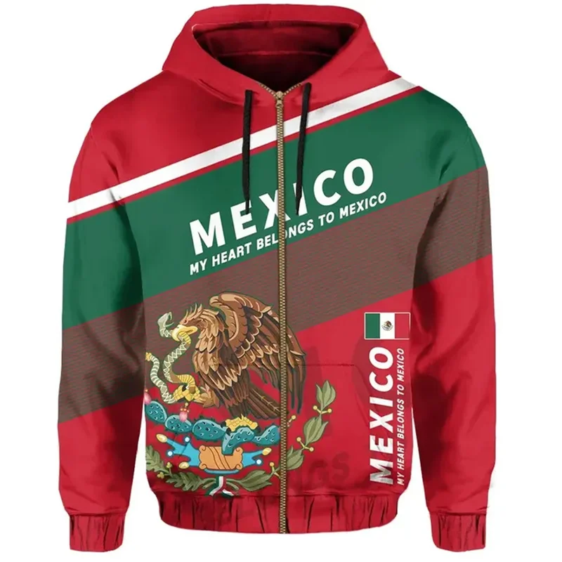 

Harajuku 3D Mexico Skull Aztec Warrior Flag Printing Zip Up Hoodies For Men Mexican Coat Of Arms Graphic Zip Up Sweatshirts Tops