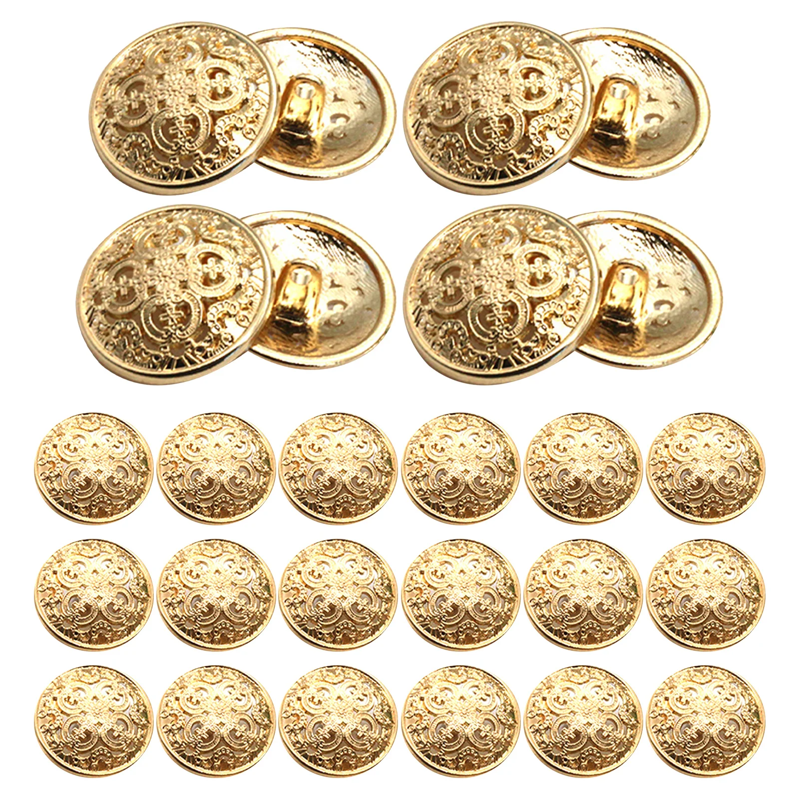 

30pcs 20Mm Metal Buttons Hollow Out Rust Proof Durable For Clothing Jackets Hats Jeans Diy Sewing Craft Decoration Light Golden