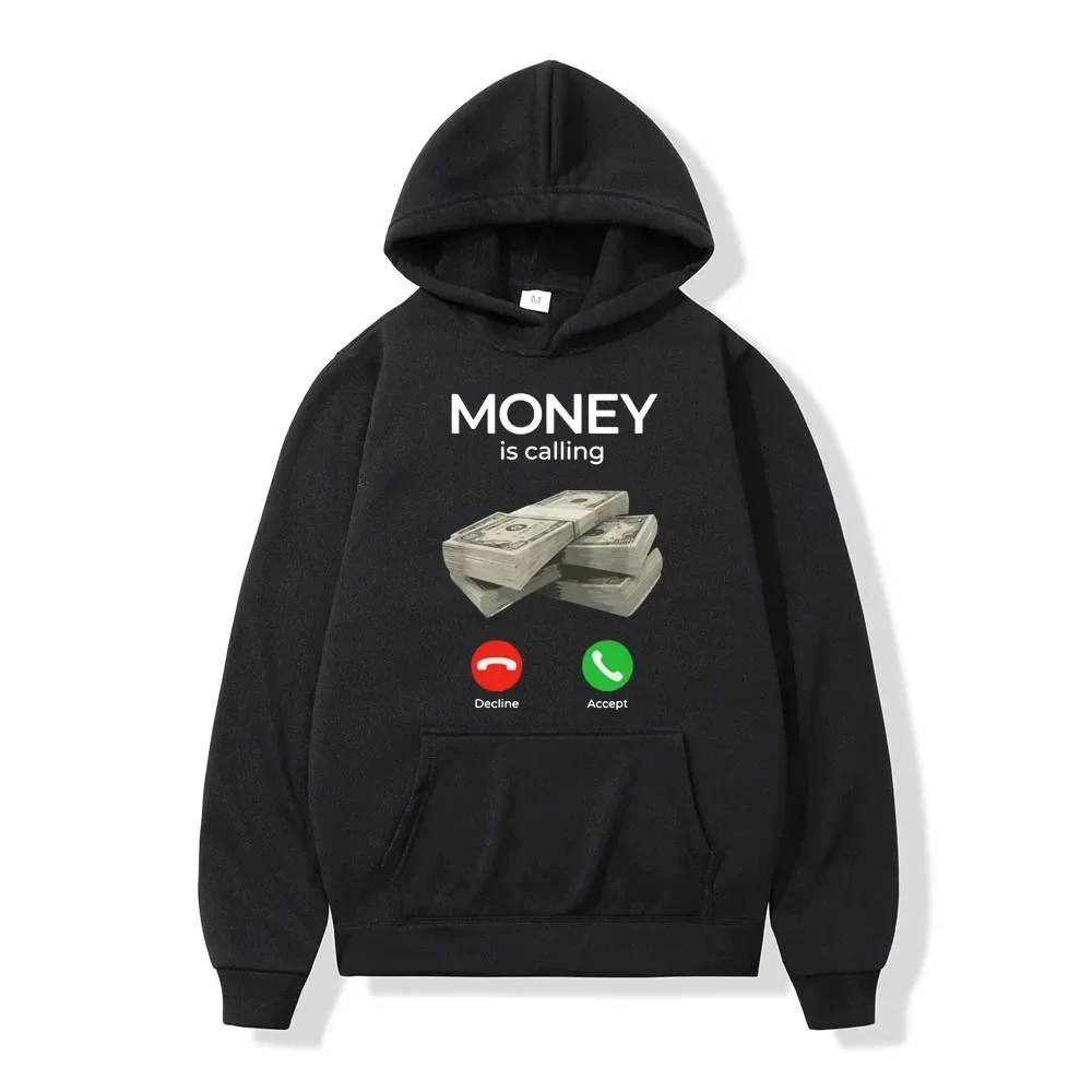 

Fashion Unisex Streetwear Y2k Clothing Autumn Winter Man Hoodies Money Is Calling Cash Print Pullover Hoody Women Sweatshirt