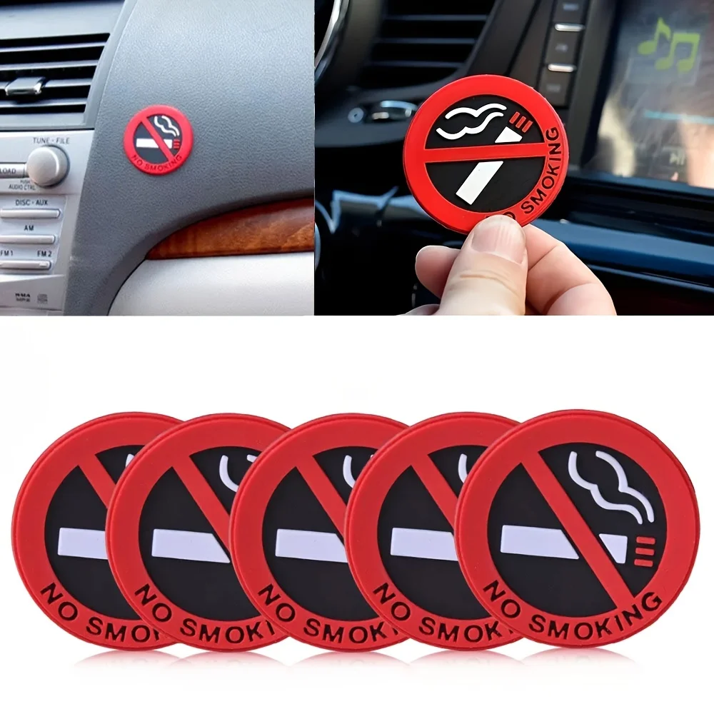 5PC Car No Smoking Sticker, Please Do Not Smoke in the Car, No Smoking Sign Inside the Car