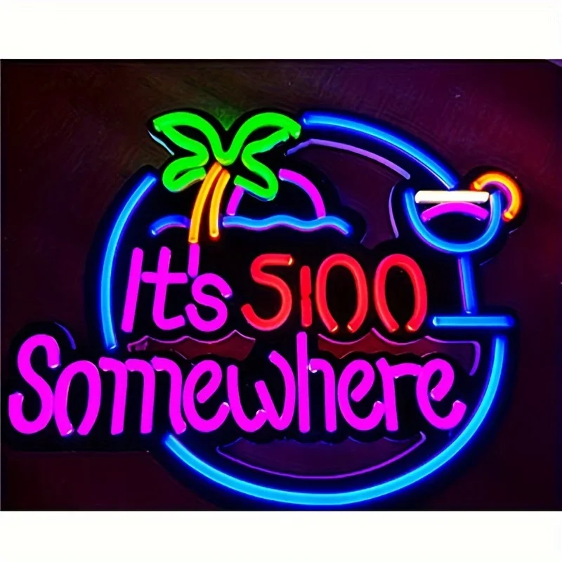 It's 5:00 Some Where Neon Sign USB Dimmable Neon Light for Beer Bar Pub Garage Hotel Pub Cafe Wedding Birthday Party Gifts - view 2