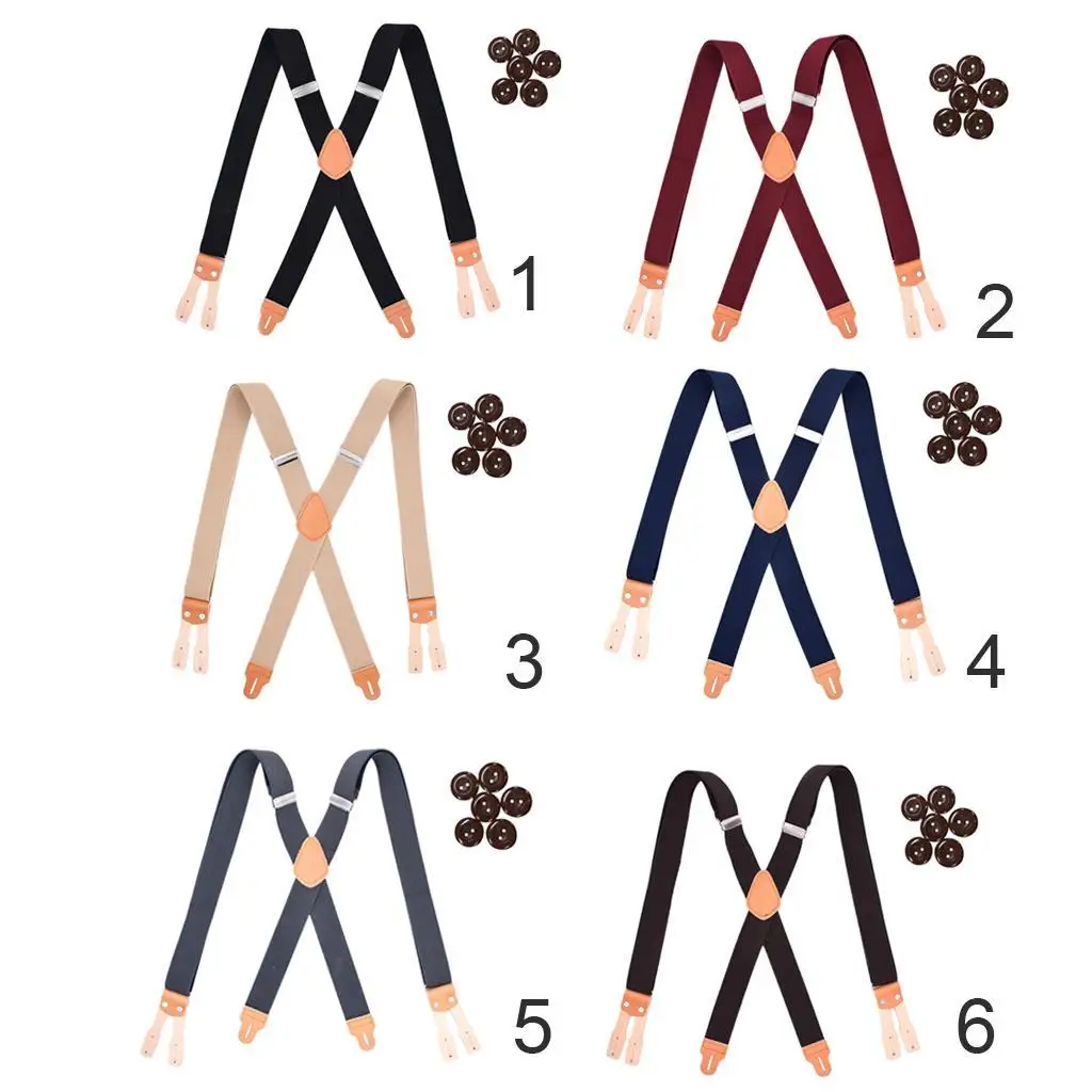 Men's suspenders, plain, Y-shaped, with button on the back,