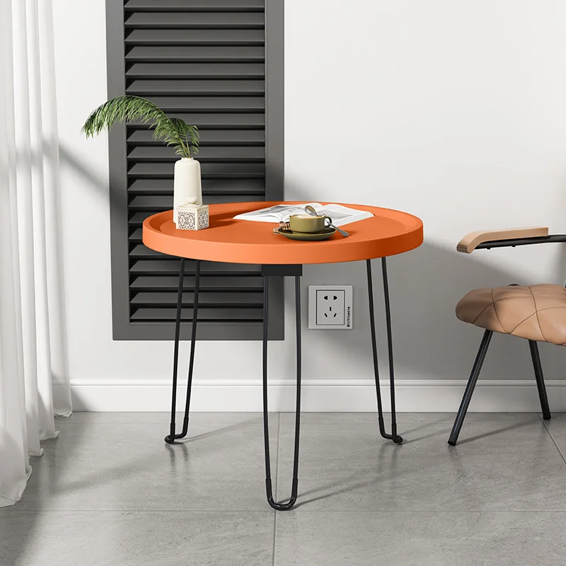 Foldable Round Side Table Plastic Top Steel Frame Compact Modern Minimalist Coffee Sofa Bedroom Bedside Laptop Work Small