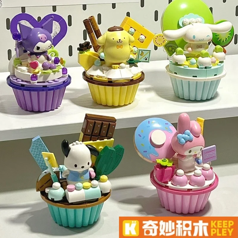 

Модель Keeppley, строительные блоки, игрушки Hello Kitty My melody Kuromi Cinnamoroll, помпон, фигурка Kawaii, сборная игрушка, подарки для девочек