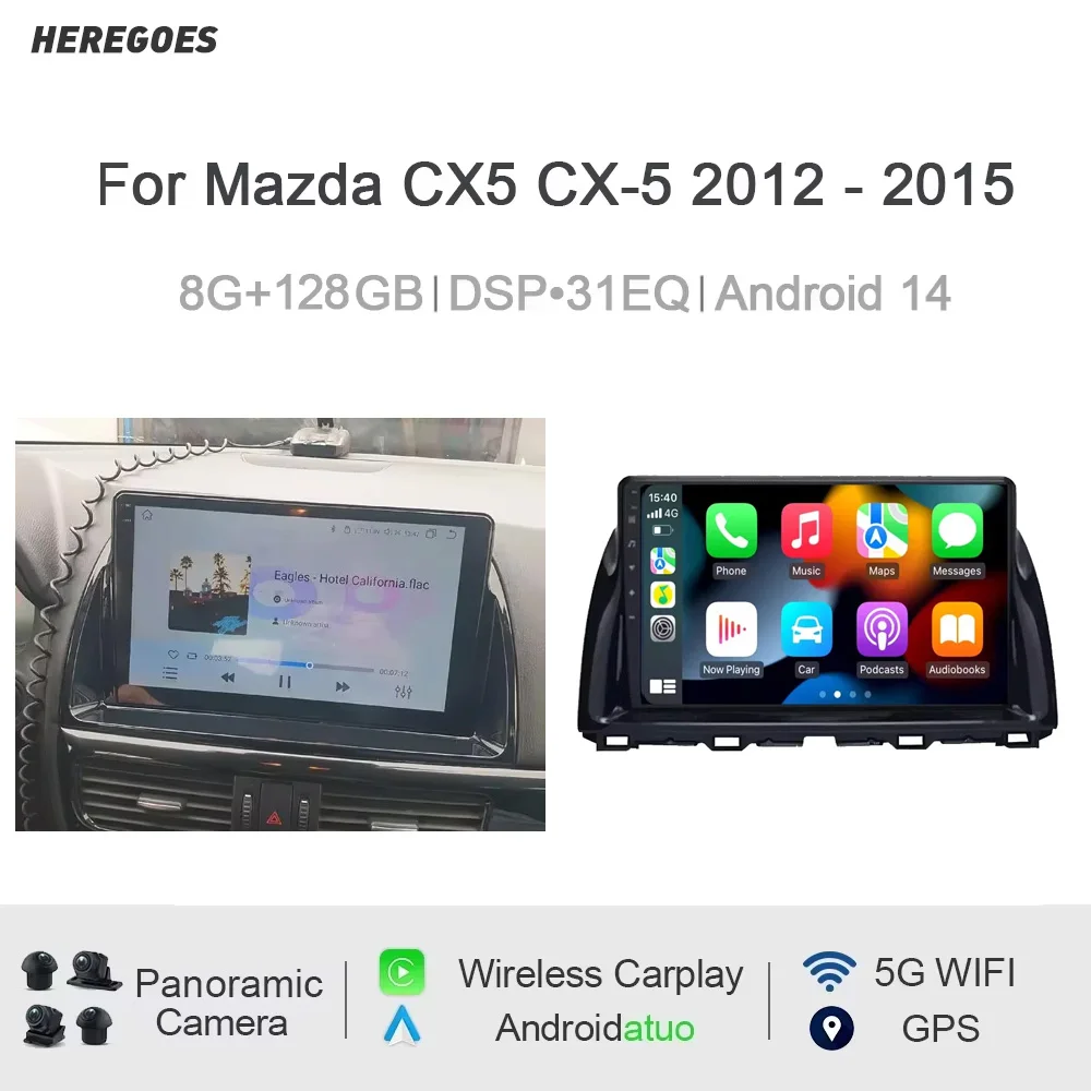 720P CarPlay 720P 8G+128GB 14 Car Player GPS Stereo Radio Navigation Car Radio WiFi Multimedia For Mazda CX5 CX-5 2012 - 2015