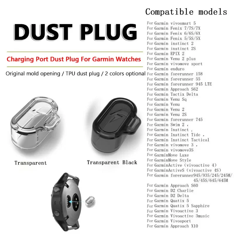 10/1pcs Transparent Dust Cover for Garmin Forerunner 955 945 255 Fenix 7 7S 7X 6 6S 6X Soft TPU Dust Plug Clear Dust Cap Case image 2