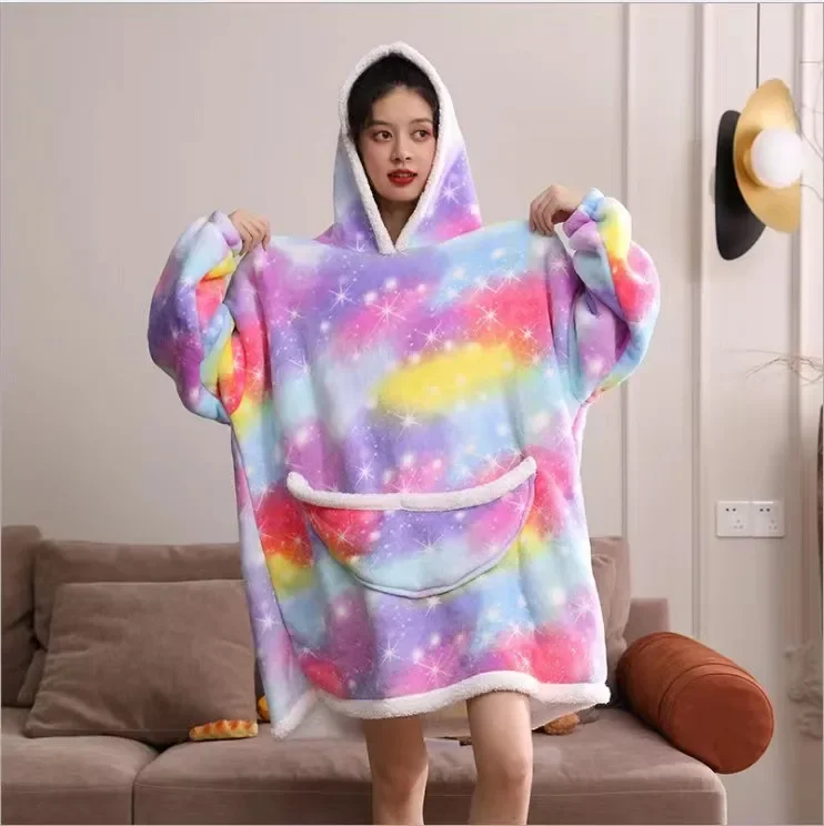 Übergroße Wearale Decke Hoodie Flanell Sherpa Fleece Warm Weich Winter Hoodie Sweatshirt für Kinder Erwachsene Kuscheln – Detail 30
