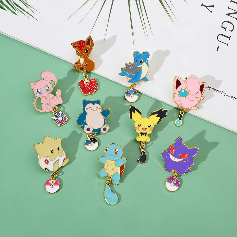 Cartoon Anime Pokemon Series Enamel Pins Lovely Cute Pikachu Squirtle Charmander Brooches Badges for Fans Birthday Gifts