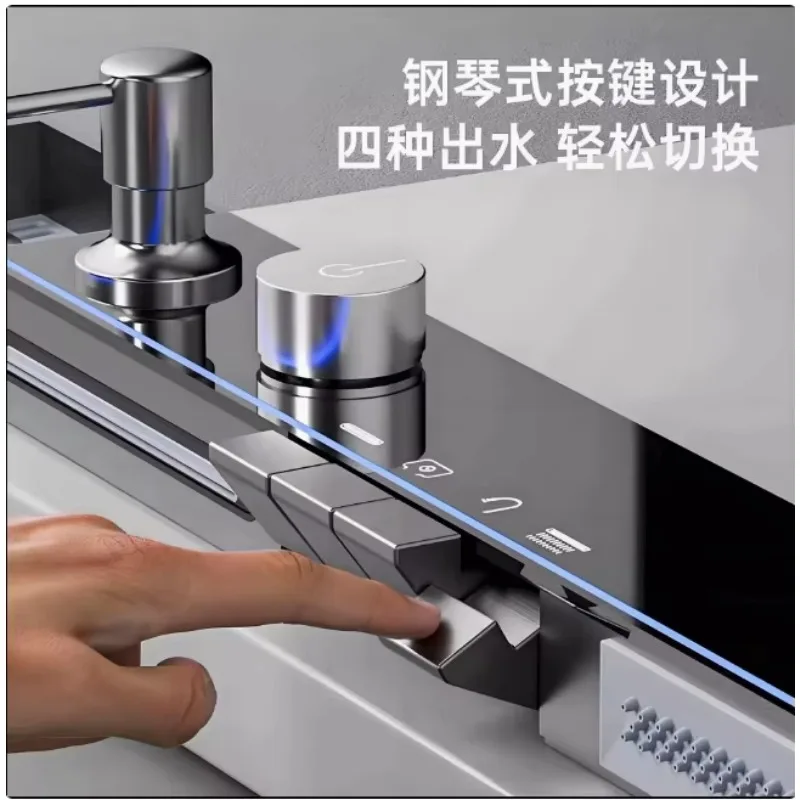 Cross-border Super Thick American-style Whale Kitchen Sink Waterfall Single Faucet Digital Display Stainless Steel Nano
