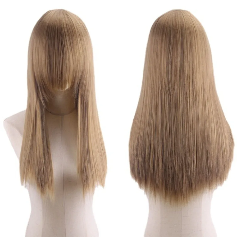 Peluca de Cosplay sintética resistente al calor, 60CM de largo, grueso, recto, ondulado, Color rosa, disfraz de Anime, pelo para mujeres y hombres