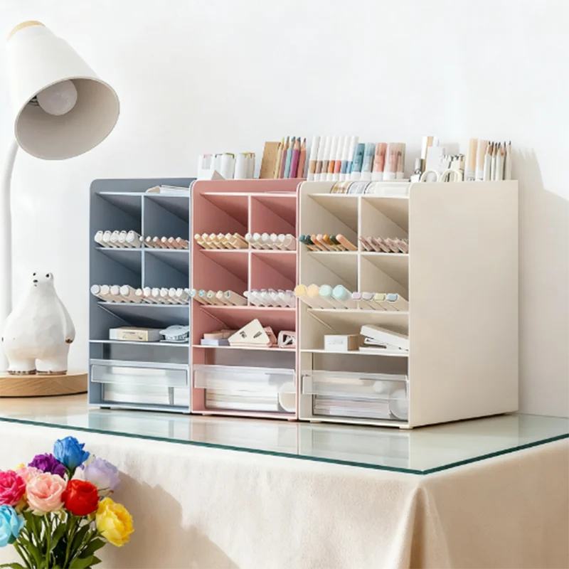 حامل كتب الطالب مع درج رف الكتب المكتبي رف الكتب رف تخزين الكتب مشبك كتب الطالب في المدرسة الثانوية من البلاستيك #3