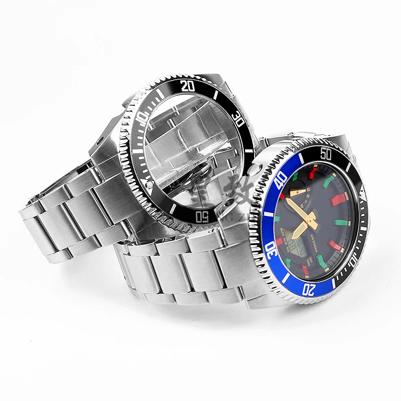 علبة ساعة معدنية فضية كاملة ، مدي دوران ، حزام الحافة ، مجموعة الفرقة ، الفولاذ المقاوم للصدأ ، كاسيو البلوط ، طقم عصري مجددة ، GA2100 ، GA2110