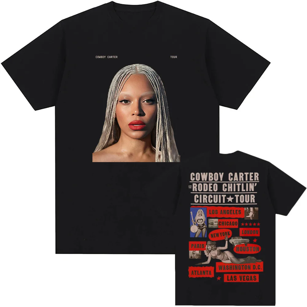 Beyoncé COWBOY CARTER TOUR 2025 T-shirt Cotton Summer Women Men Tshirts Short Sleeve O-neck Loose Tee-shirt Men Tees Print Top