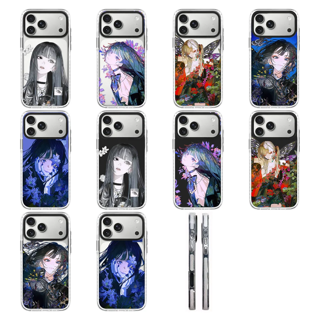 

Anime Butterfly Girl Acrylic White Border Phone Cover for IPhone 12 13 14 15 16 17 Pro Max Case for IPhone 17 Air