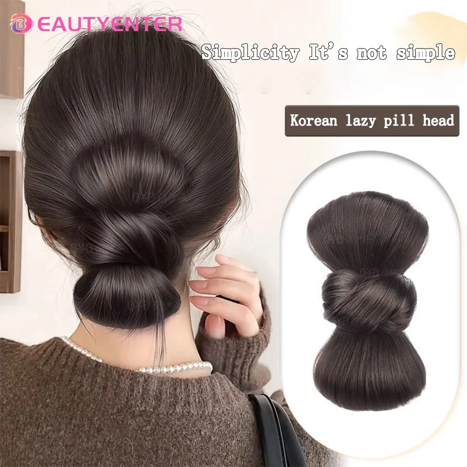 Синтетический парик с шаровой головкой, натуральная пушистая атмосфера, сумка для волос с цветочной головкой, заколка в виде акулы, заколки для волос на спине