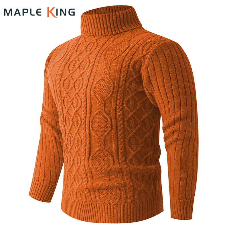 

Jacquard Turtleneck Sweater for Man Jumper Plluver Herren Knitwear 2026 Spring Autumn Vintage Man Casual Sweaters Pule Hommes