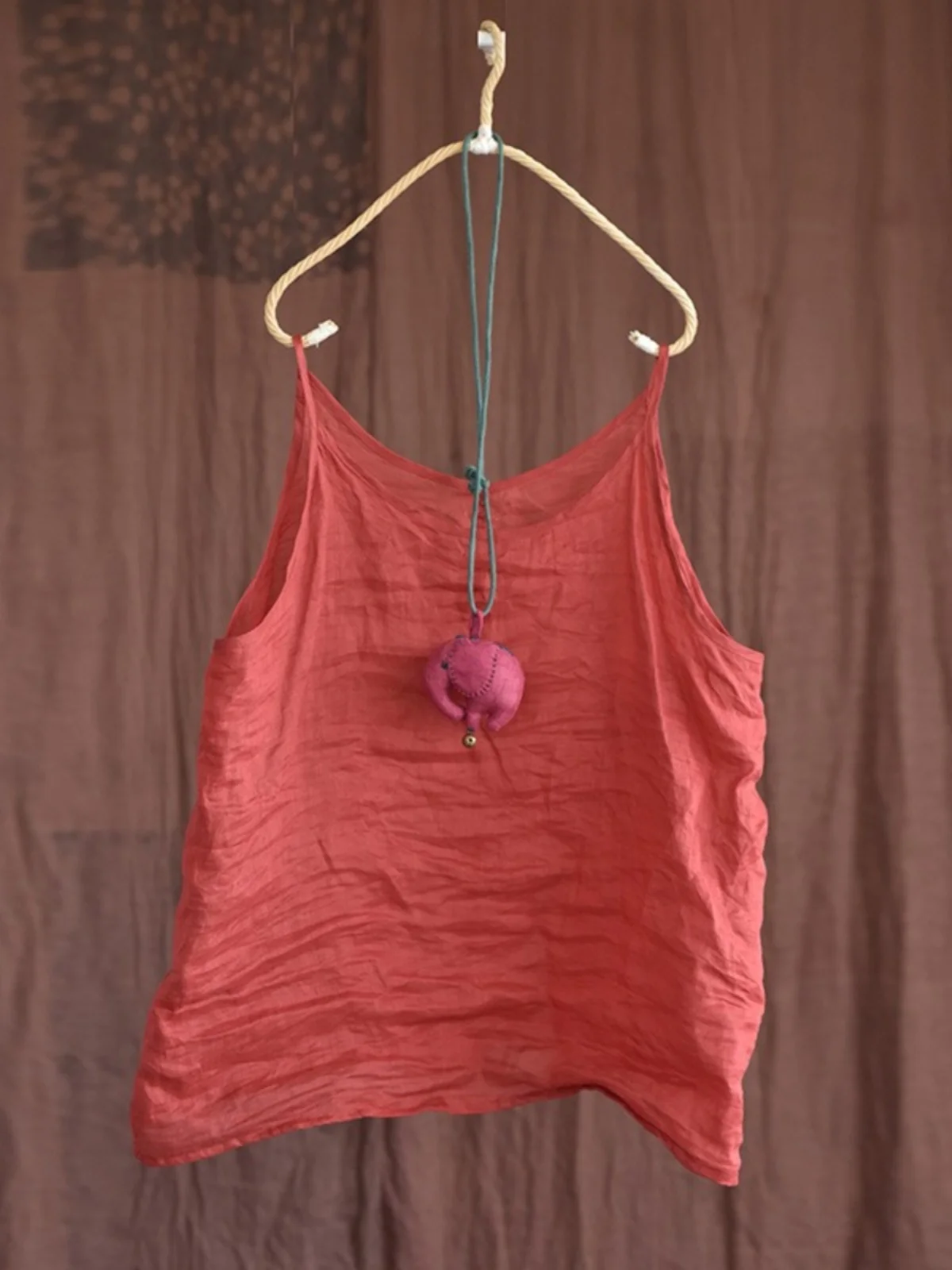 

Retro Japanese Sle Linen Crop Top Women Summer Large Size Loose Lightweight Svel Inner Wear Linen Tank Top