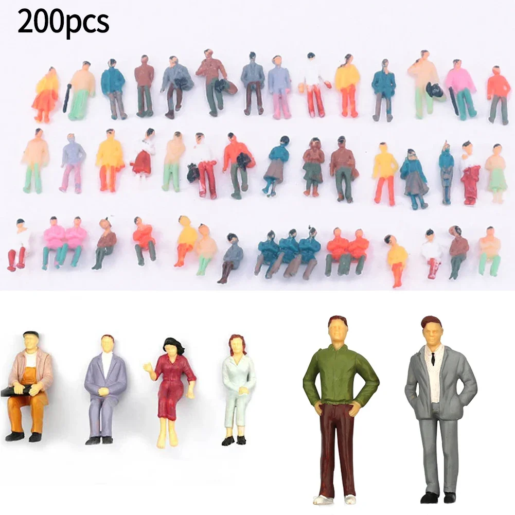 200pcs 1:87 HO Scale Miniature People Model Worker Figurines For Model Train Diorama Scenery DIY Accessories, Assorted