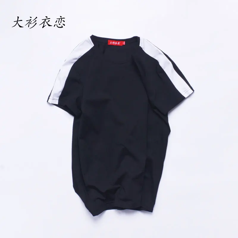 

Мужская футболка больших размеров, модная, трендовая, очень большого размера, белая с контрастными вставками, летняя одежда...