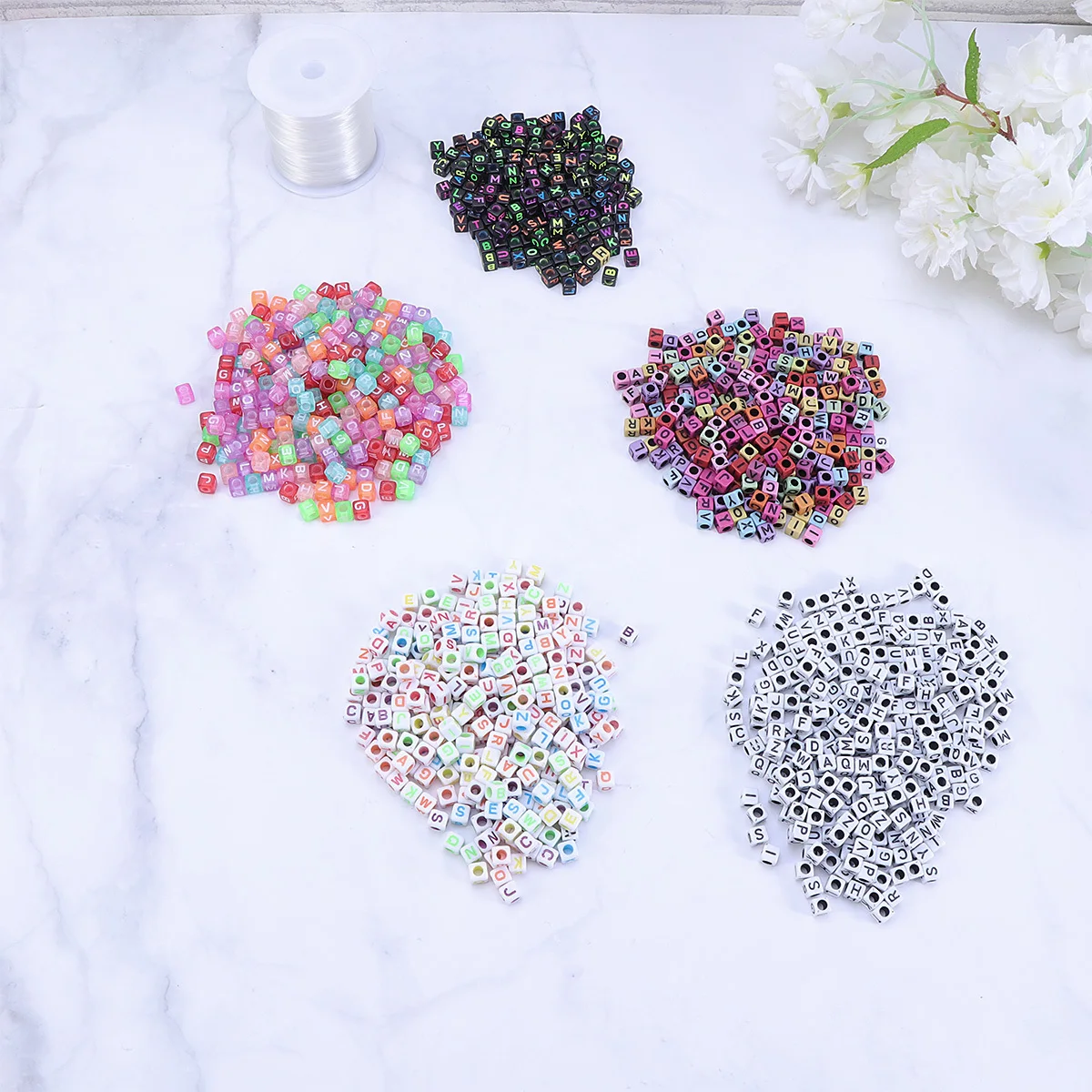 

1400Pcs Cube Shape Acrylic Alphabet Beads DIY Jewelry Making Accessories Letters for Bracelet Necklace Craft Loose Beads