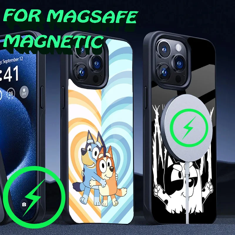 Blue-yS Cartoon B-Bingo-o Phone Case For iPhone 16,15,14,13,12,11,Plus,Pro,Max Mini Magsafe Magnetic Wireless Charging