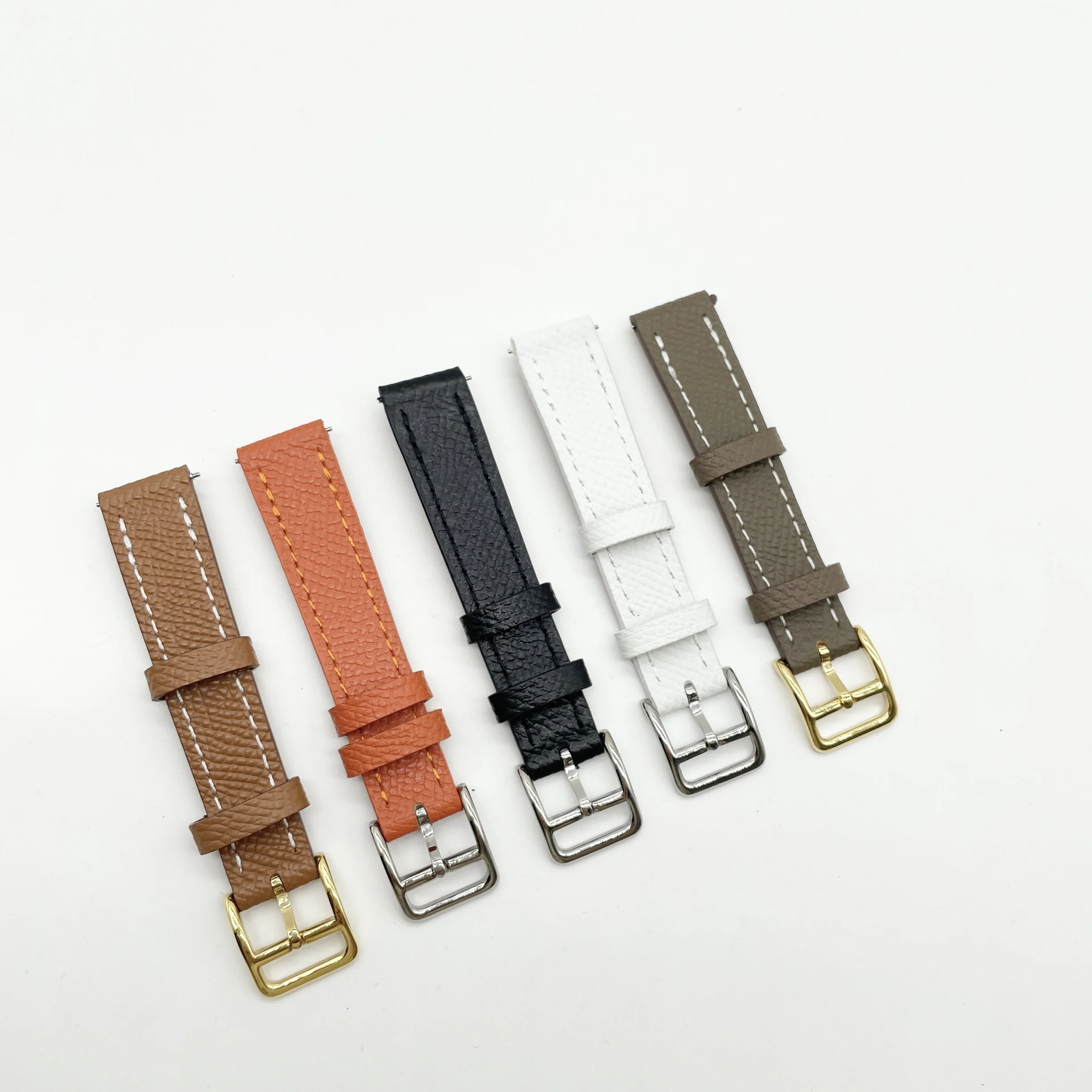 Genuine Leather Watchstrap Suitable for Herme-s Strap Soft 16MM 20MM Watchband Orange Black Gray