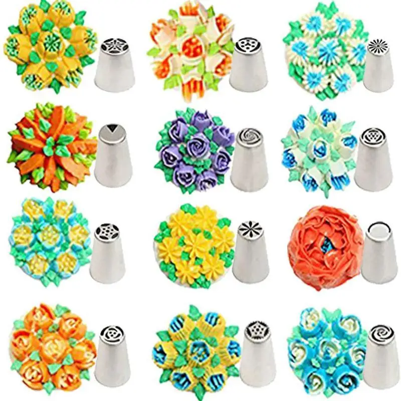 38PCS/sets Russian Piping Nozzles for Cake Baking  Russian Piping Nozzles Torch Piping Nozzles Muffin Cup Scraper Kitchen Tools