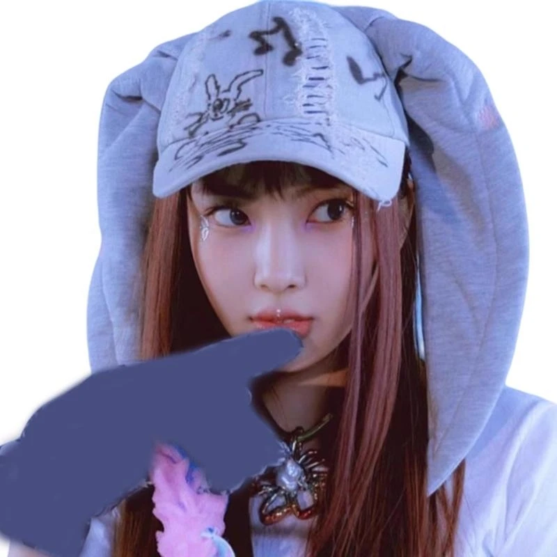 R1WE الدينيم قبعة بيسبول Y2k المرأة الدينيم قبعة بيسبول الدينيم قبعة الشمس أرنب الأذن قبعة #3