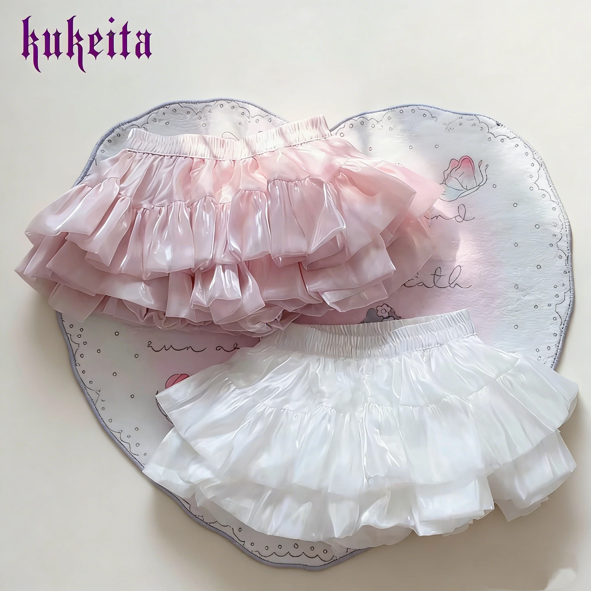 

Мини-юбка Kukeita Harajuku Lolita с эластичной талией, женская летняя милая юбка-тортик с рюшами, модная повседневная юбка в стиле кавайи для принцесс