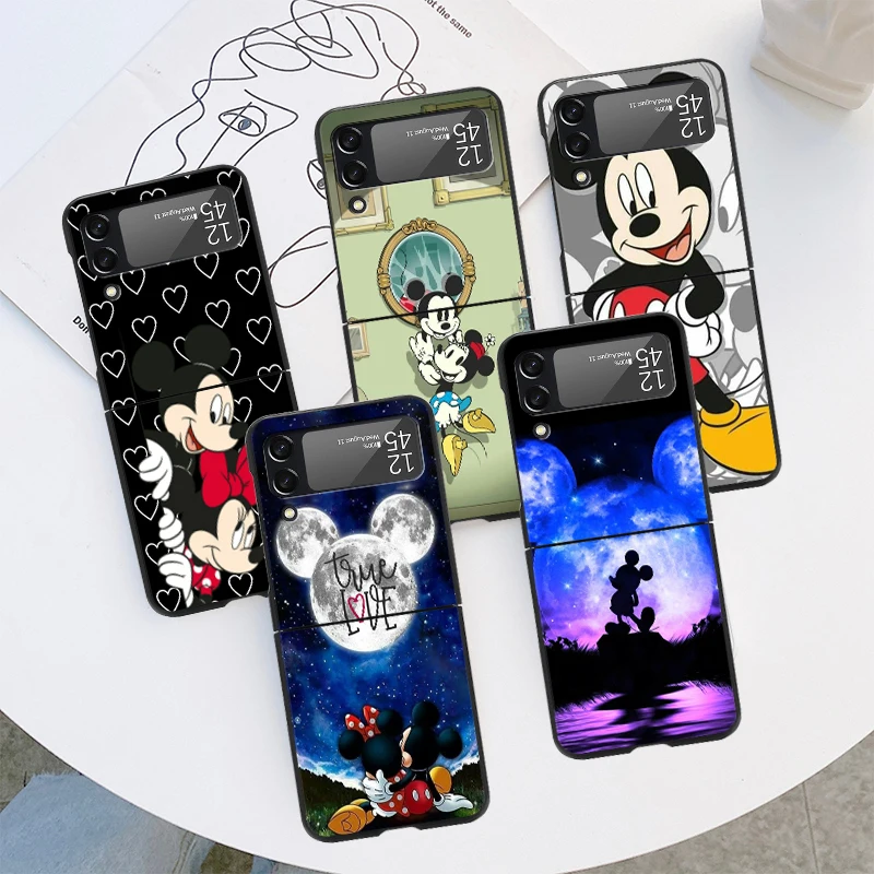 Disney Hug Mickey Minnie Look Star PC Phone Case for Samsung Galaxy Z Flip4 Flip3 Flip Hard Dark Cover