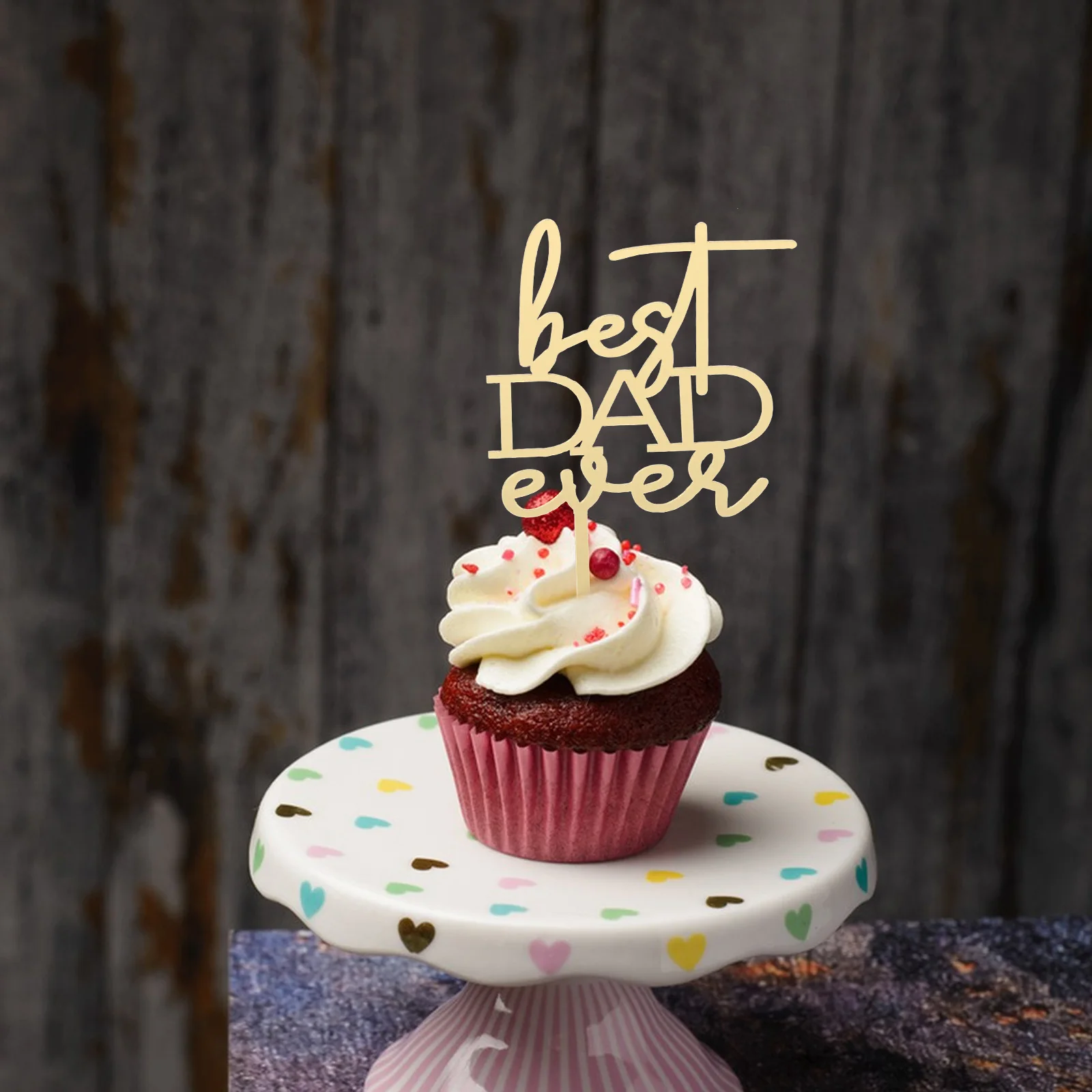 

5 pcs Acrylic Cake Toppers Decorative Supplies Father's Day Cards Cupcake Inserts Dessert Table Decorations Commemorate Special