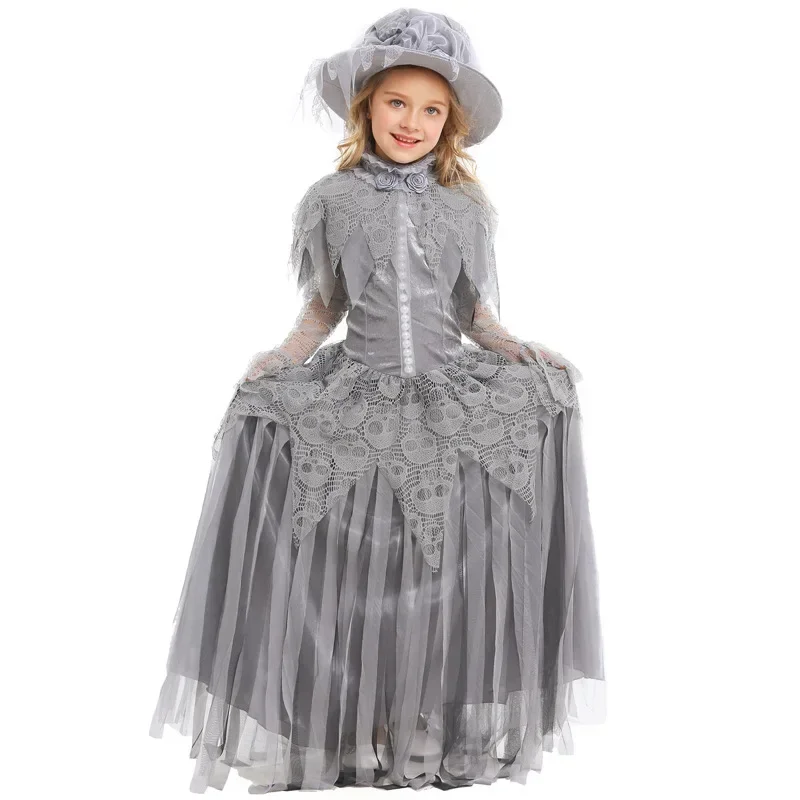 Fantasia Child Kids Skull Corpse Zombie Costumes For Girls Ghost Princess Cosplay Halloween Purim Fancy Dress