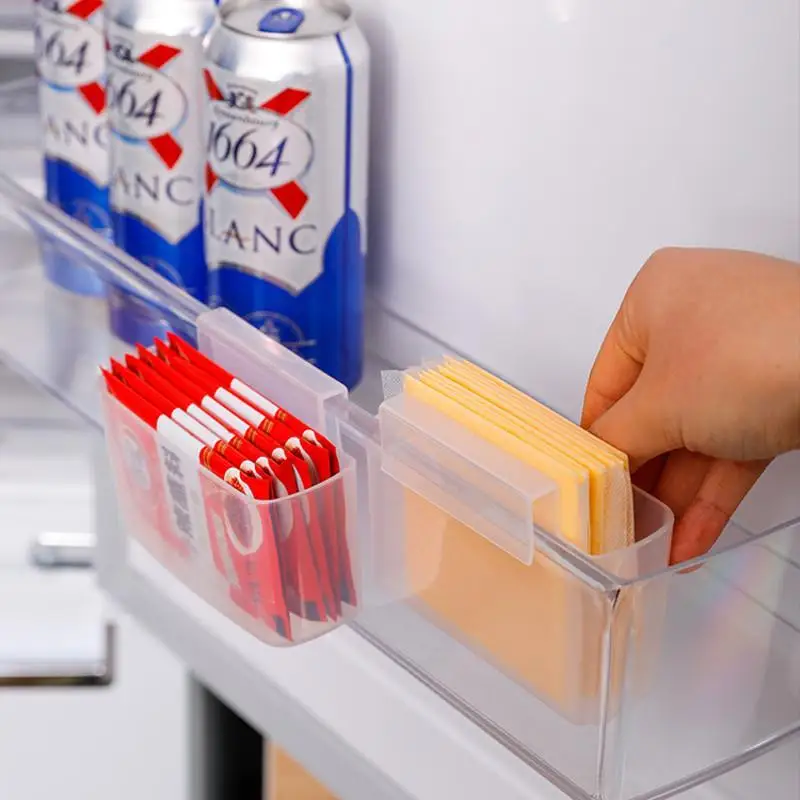 Proper Capacity Fridge Hanging Cheese Slice Organizer Space Saving Transparent Storage Holder for Kitchen Bathroom