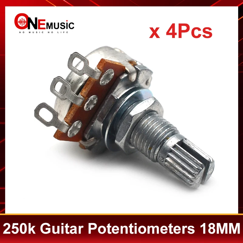 4Pcs A250K/B250K Split Shaft 18mm Guitar Volume Tone Pots Potentiometer for ELectric Guitar Bass
