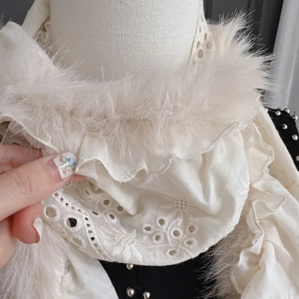 

Cute Y2k Lace Scarf Thicken Warm Shawl Solid Color Korean Style Winter Scarves Girl