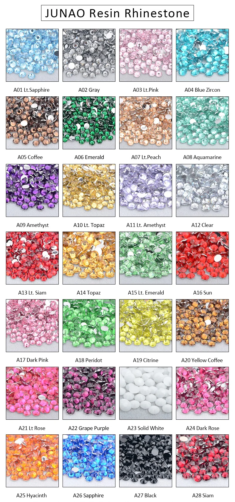 JUNAO 4mm 5mm 6mm Bulk Package Glittler Transt Pink AB Resin Rhinestone Applique Flatback Crystal Non Hot Fix Strass For Nails