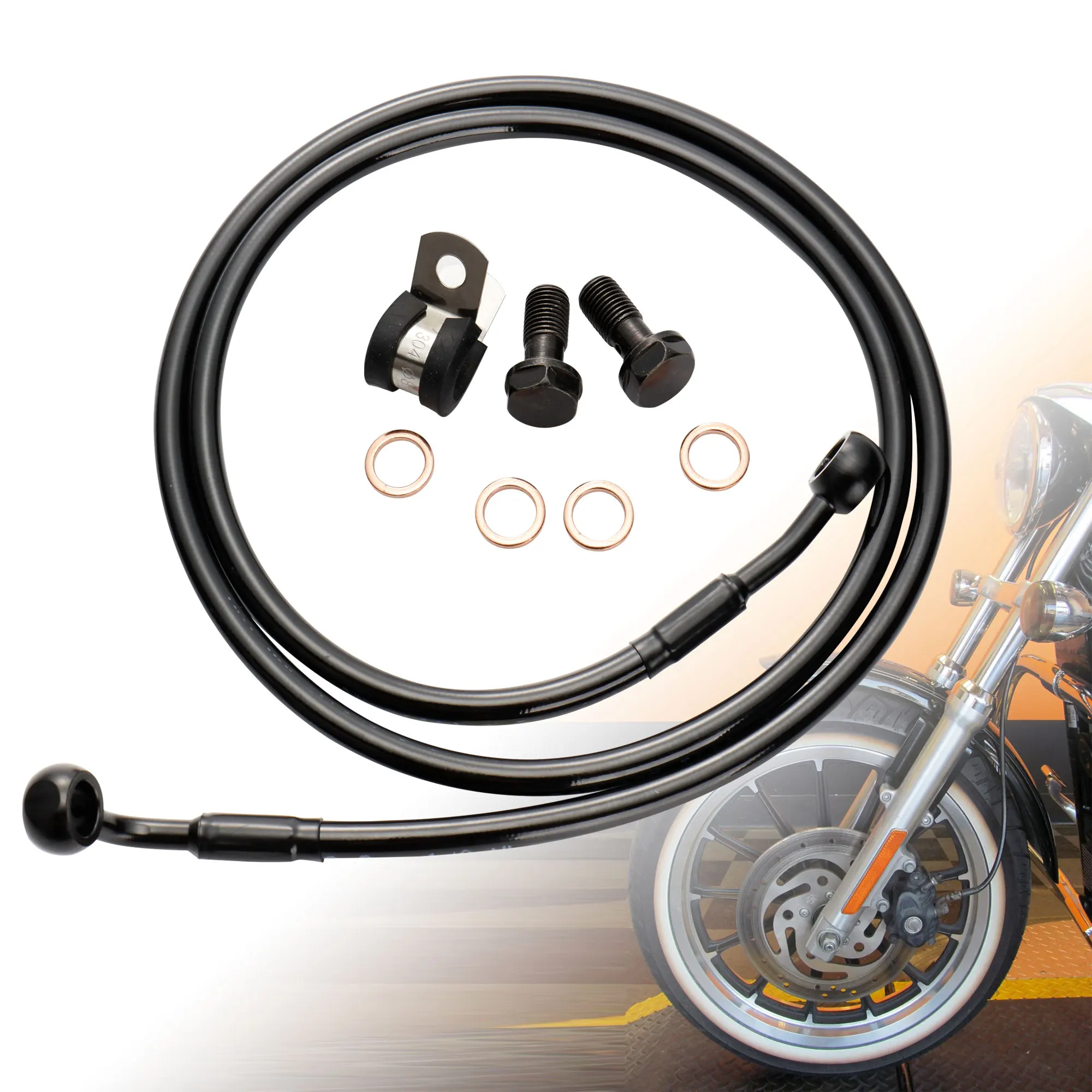 

Front Brake Line Extended Hydraulic Hose for Harley 2004-Up Sportster XL 2018-Up Softail No ABS Models, Stainless Steel Braided