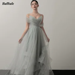 Bafftafe A Line Tulle Korea Prom Dresses Ruffles Corset Customized Wedding Photo Gowns 프롬드레스 Women Formal Evening Party Wear