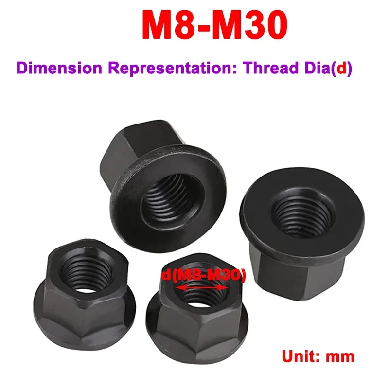 

10.9 Grade Carbon Steel Flange Nuts M8-M30 / Thickened Hex Nut with Integrated Serrated Washer for Heavy-Duty Applications