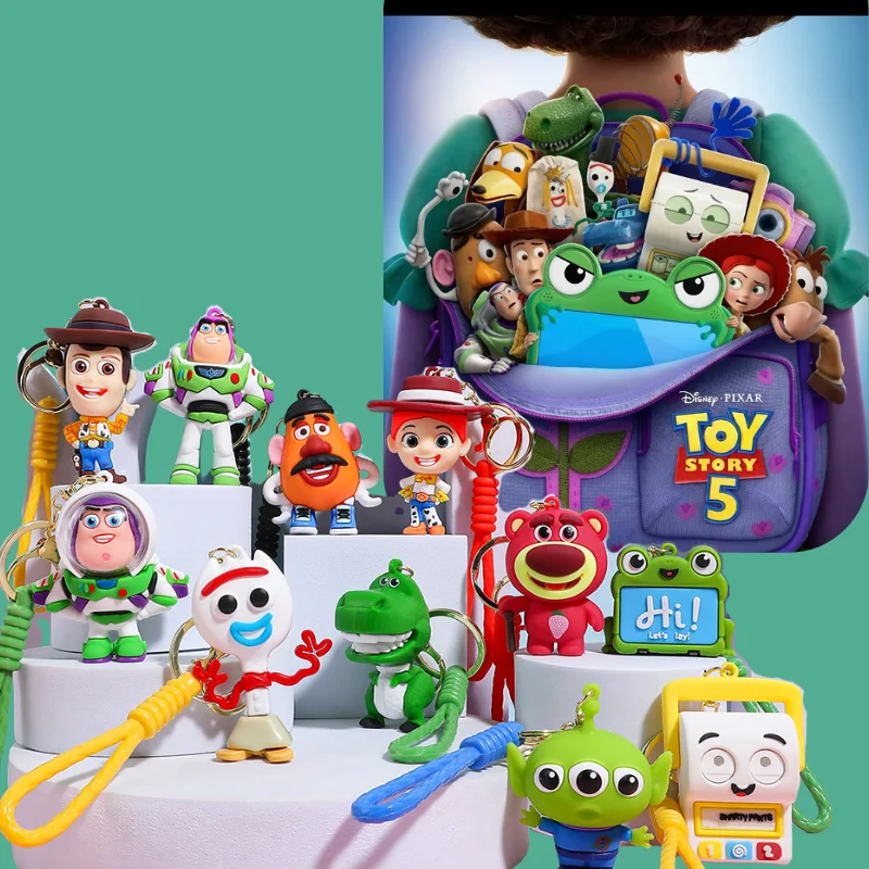 Hot Disney Toy Story Figure Keyring Woody Buzz Lightyear Jessie Doll Pendant Car Keychain Birthday Christmas Gift for Girls Kids