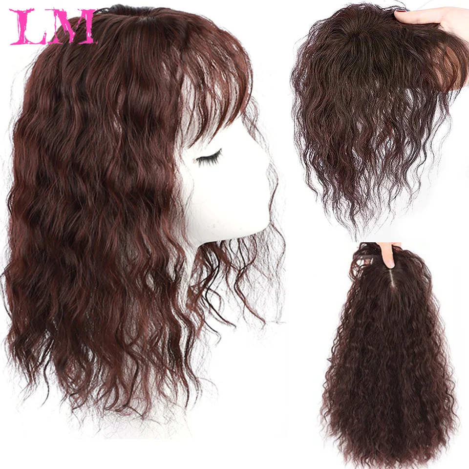 

Синтетический топпер LM на заколке для наращивания волос с челкой для женщин, увеличивающий количество волос на вершине головы с челкой